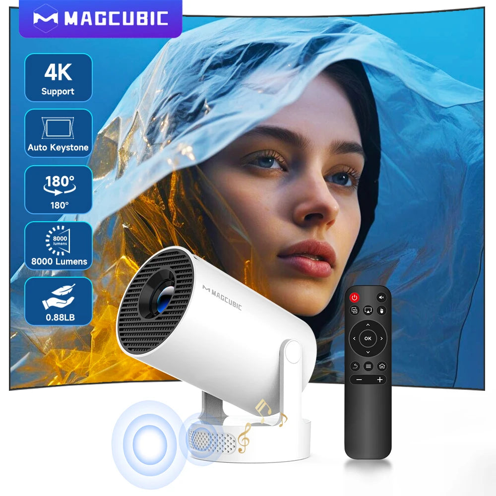Castly HY300 Pro Smart Mini Projector | 4K Supported • WiFi 6 • Bluetooth 5.4