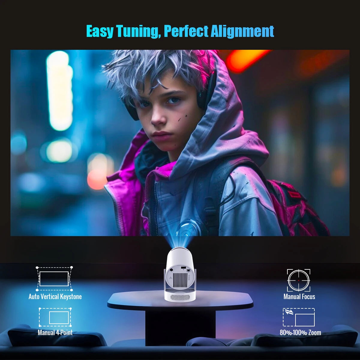 Castly HY300 Pro Smart Mini Projector | 4K Supported • WiFi 6 • Bluetooth 5.4
