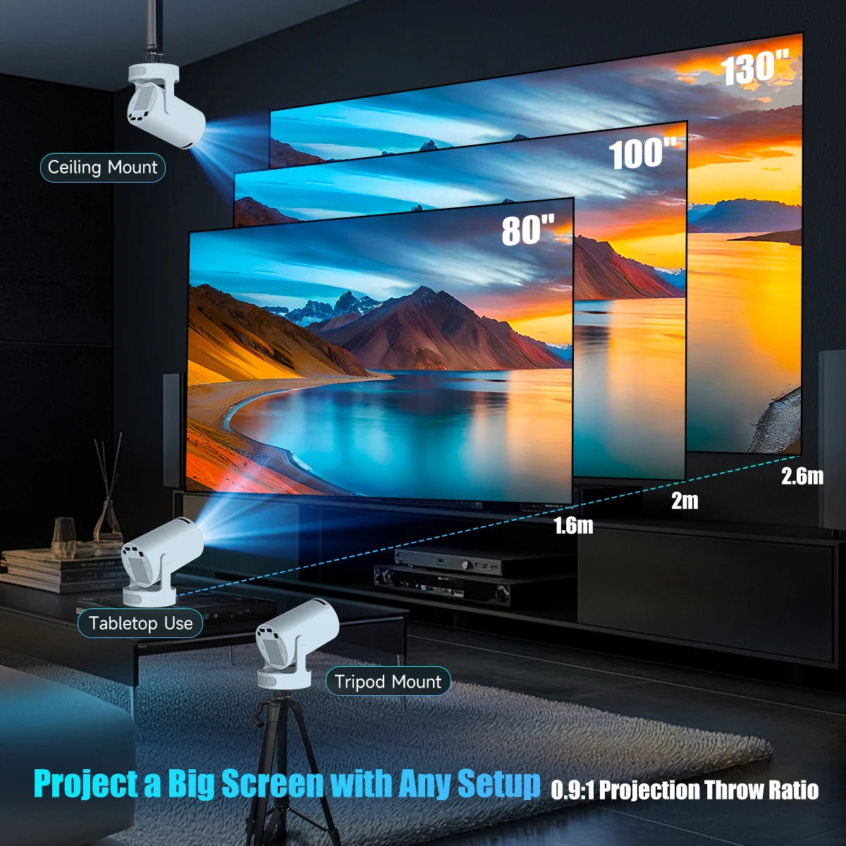 Castly HY300 Pro Smart Mini Projector | 4K Supported • WiFi 6 • Bluetooth 5.4