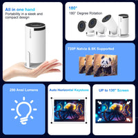 Castly HY300 Pro Smart Mini Projector | 4K Supported • WiFi 6 • Bluetooth 5.4