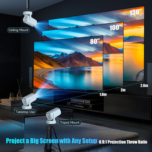 Castly HY300 Pro Smart Mini Projector | 4K Supported • WiFi 6 • Bluetooth 5.4